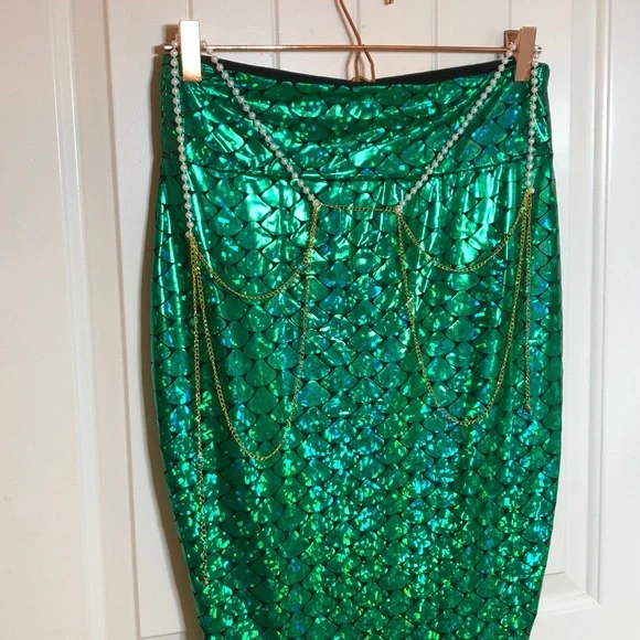Spooktacular  Creations Metallic Hologram Shiny Mermaid Skirt Costume - Picture 3 of 5
